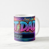 "BEST DAD" Design with Placeholder for Custom Name コーヒーマグカップ (正面右)