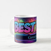 "BEST DAD" Design with Placeholder for Custom Name コーヒーマグカップ (正面左)