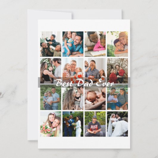 Best Dad Ever 16 Photo Collage Personalized Father カード (正面)