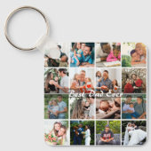 Best Dad Ever 16 Photo Collage Personalized Father キーホルダー (正面)