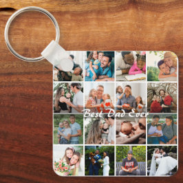 Best Dad Ever 16 Photo Collage Personalized Father キーホルダー