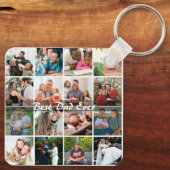 Best Dad Ever 16 Photo Collage Personalized Father キーホルダー (裏面)