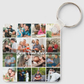 Best Dad Ever 16 Photo Collage Personalized Father キーホルダー (裏面)