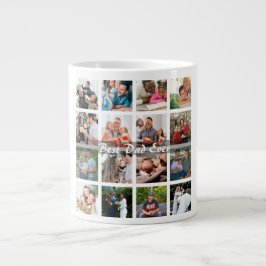 Best Dad Ever 16 Photo Collage Personalized Father ジャンボコーヒーマグカップ