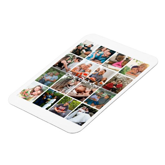 Best Dad Ever 16 Photo Collage Personalized Father マグネット (左側)