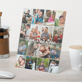 Best Dad Ever 16 Photo Collage Personalized Father 台座サイン