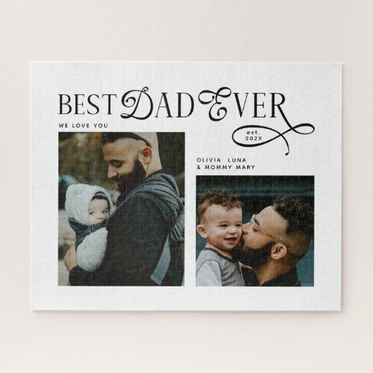 Best Dad Ever 2 Photos Fathers Day Gifts ジグソーパズル (横)