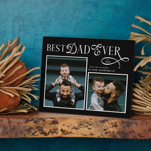  Best Dad Ever 2 Photos Modern Fathers Day Gifts フォトプラーク (側面)