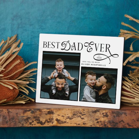  Best Dad Ever 2 Photos Modern Fathers Day Gifts フォトプラーク (側面)