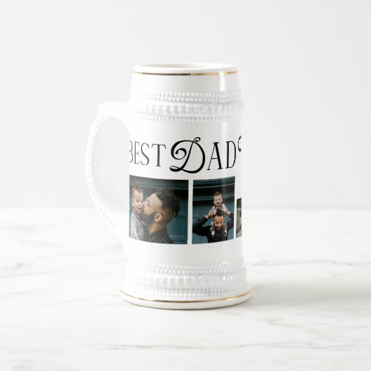 Best Dad Ever 3 Photos Heart fathers Day Gifts ビールジョッキ (正面左)