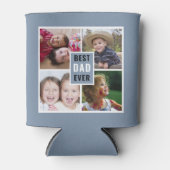 Best Dad Ever 4 Photo Collage Personalized Gray 缶クーラー (正面)