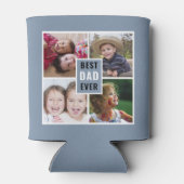 Best Dad Ever 4 Photo Collage Personalized Gray 缶クーラー (裏面)