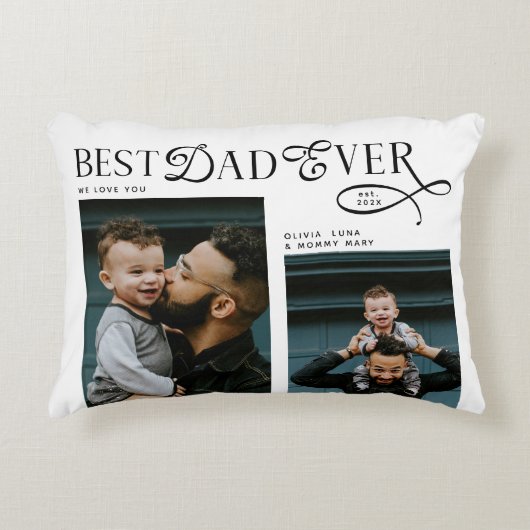 Best Dad Ever 4 Photos Modern Fathers Day Gifts アクセントクッション (正面)