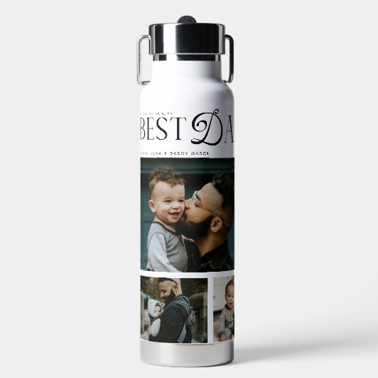  Best Dad Ever 4 Photos Modern Fathers Day Gifts ウォーターボトル (正面)
