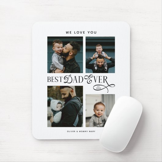 Best Dad Ever 4 Photos Modern Fathers Day Gifts マウスパッド (マウス)