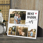 Best dad ever 4 photos personalized フォトプラーク<br><div class="desc">Create your own modern simple best daddy ever typography script with 4 custom photos keepsake black and white plaque for Father's Day,  his birthday,  or any other occasion.</div>