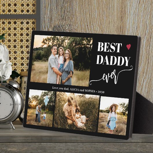 Best dad ever 4 photos personalized black フォトプラーク