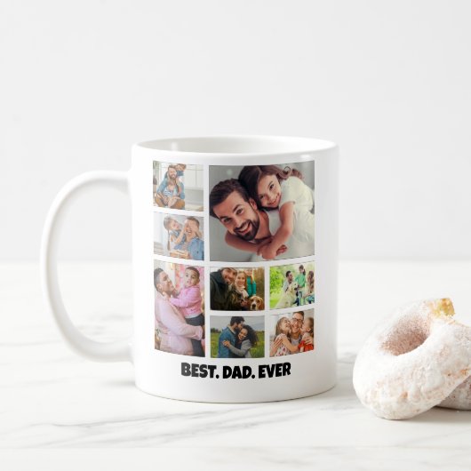 Best Dad Ever – 8 Photo Collage Frame Template コーヒーマグカップ (ドーナツ)