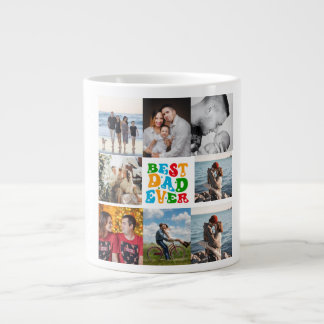Best Dad Ever 8 Photo Custom Personalized Collage ジャンボコーヒーマグカップ
