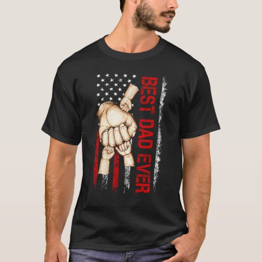 Best Dad Ever America Flag Dad Have 3 Child Father Tシャツ (正面)