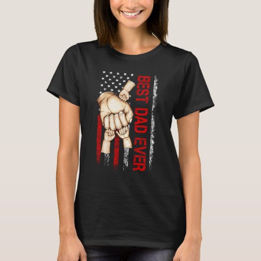 Best Dad Ever America Flag Dad Have 3 Child Father Tシャツ (正面)
