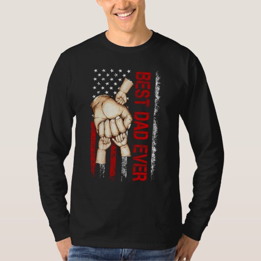 Best Dad Ever America Flag Dad Have 3 Child Father Tシャツ (正面)
