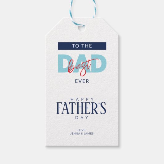Best Dad Ever Blue Fathers Day ギフトタグ (正面)
