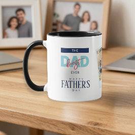 Best Dad Ever Blue Happy Father's Day Custom Photo マグカップ