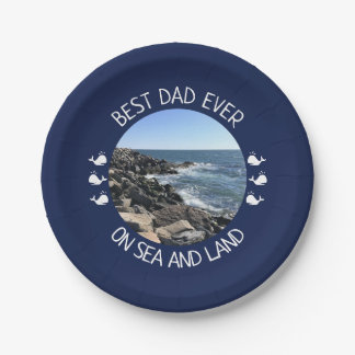 Best Dad Ever Blue Ocean Photo ペーパープレート