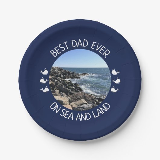 Best Dad Ever Blue Ocean Photo ペーパープレート (正面)