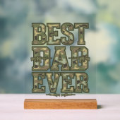 Best Dad Ever Camo Vintage Engraving Design_1 アクリルサイン (ニュートラル)