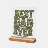 Best Dad Ever Camo Vintage Engraving Design_1 アクリルサイン (傾斜)