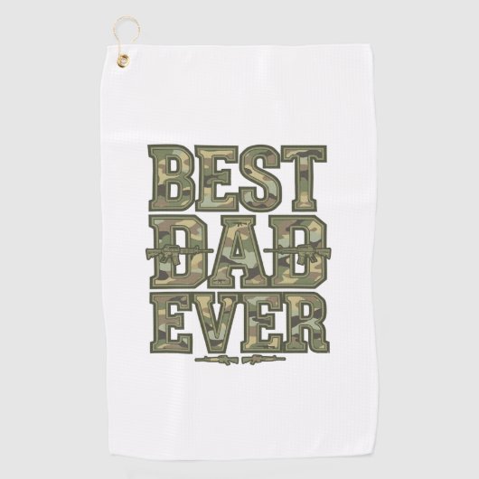 Best Dad Ever Camo Vintage Engraving Design_1 ゴルフタオル (正面)