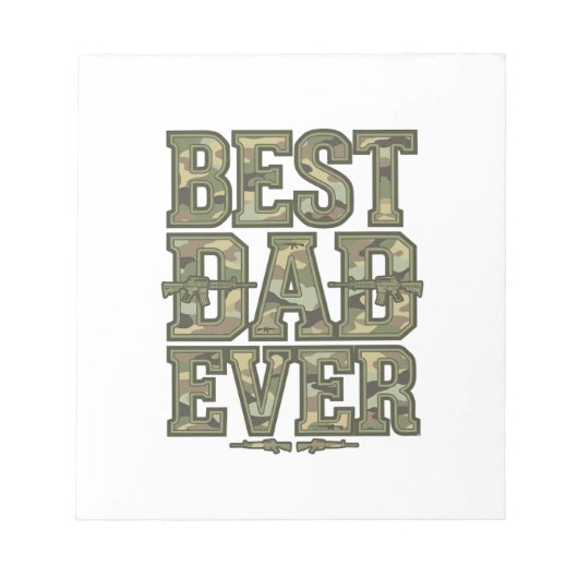 Best Dad Ever Camo Vintage Engraving Design_1 ノートパッド (正面)