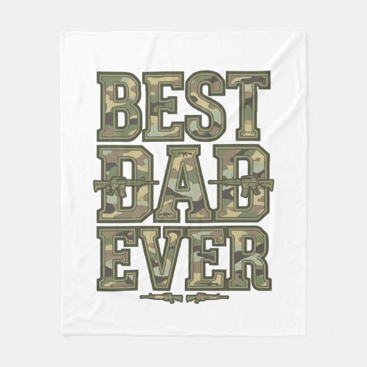 Best Dad Ever Camo Vintage Engraving Design_1 フリースブランケット (正面)