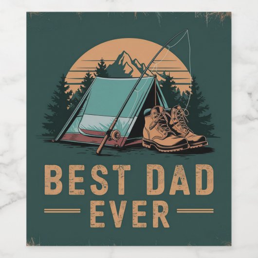 Best Dad Ever Camping Design  ワインラベル (シングルラベル)