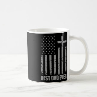 Best Dad Ever Christian Patriotic Dad Usa Flag Fat コーヒーマグカップ