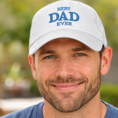 Best Dad Ever Classic Blue Typography White 刺繍入りキャップ