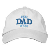 Best Dad Ever Classic Blue Typography White 刺繍入りキャップ (正面)