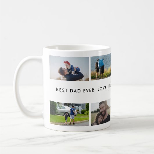 Best Dad Ever Custom Photo Collage コーヒーマグカップ (左)