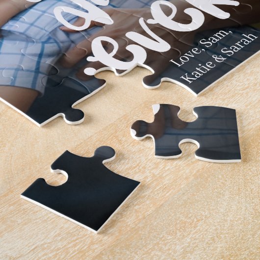 Best Dad Ever Custom Photo From Kids White Script ジグソーパズル (側面)