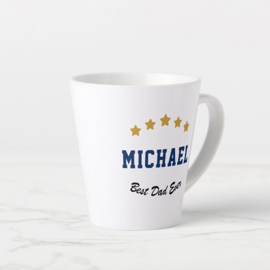Best Dad Ever Custom Text Gold Stars Personalized カフェラテマグ (右アングル)