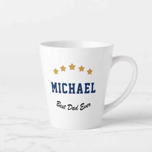 Best Dad Ever Custom Text Gold Stars Personalized カフェラテマグ (右)