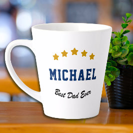 Best Dad Ever Custom Text Gold Stars Personalized カフェラテマグ