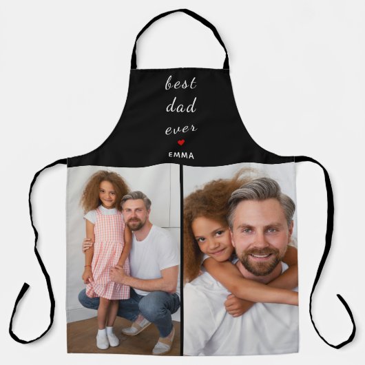 Best Dad Ever Cute Red Heart Customs Two Photo エプロン (正面)