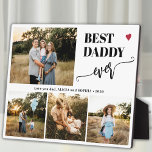 Best dad ever family photo collage heart フォトプラーク<br><div class="desc">Create your own modern simple best daddy ever typography script with 4 custom photos keepsake black and white plaque for Father's Day,  his birthday,  or any other occasion.</div>