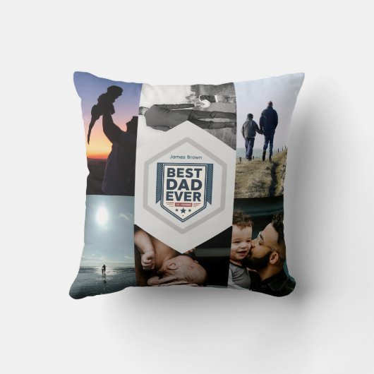 Best Dad Ever Fatherhood Typography Design クッション (裏面)