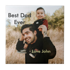 Best dad ever father's dad gift photo name simple  タイル