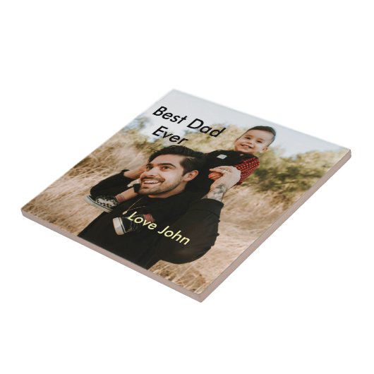 Best dad ever father's dad gift photo name simple タイル (側面)