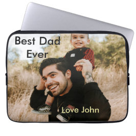 Best dad ever father's dad gift photo name simple  ラップトップスリーブ